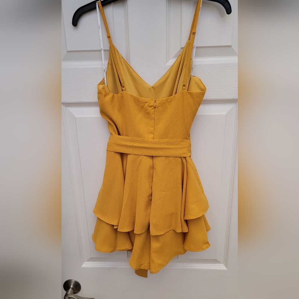 Lulus Mustard Yellow Ruffled Romper - Picture 3 of 4